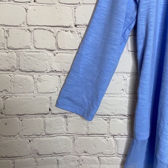 Adrienne Vittadini Blue Open Front Long Waterfall Lightweight Cardigan Small - Picture 5 of 9